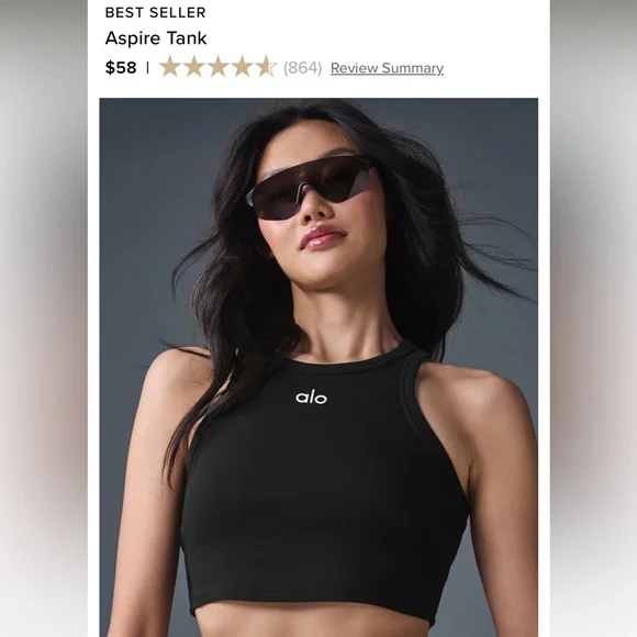 ALO Yoga Black tank top - Picture 1 of 4